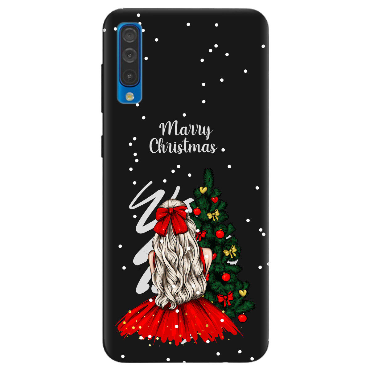 Красивий силіконовий чохол з принтом на телефон Samsung Galaxy A50 | матовий (чорний) "Beautiful christmas"