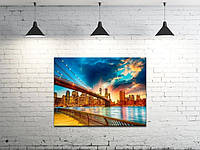 Картина на холсте на стену для интерьера/спальни/офиса DK Закат над Бруклинским мостом (DKP4560-g166)