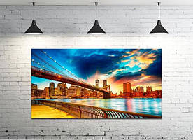 Картина на полотні на стіну для інтер`єру/спальні/прихожої DK Захід над Бруклінським мостом (DKP4560-g166) 50х100 см