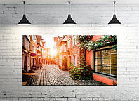 Картина на холсте на стену для интерьера/спальни/офиса DK Улицей милого городка (DKP4560-g1293) 50х100 см