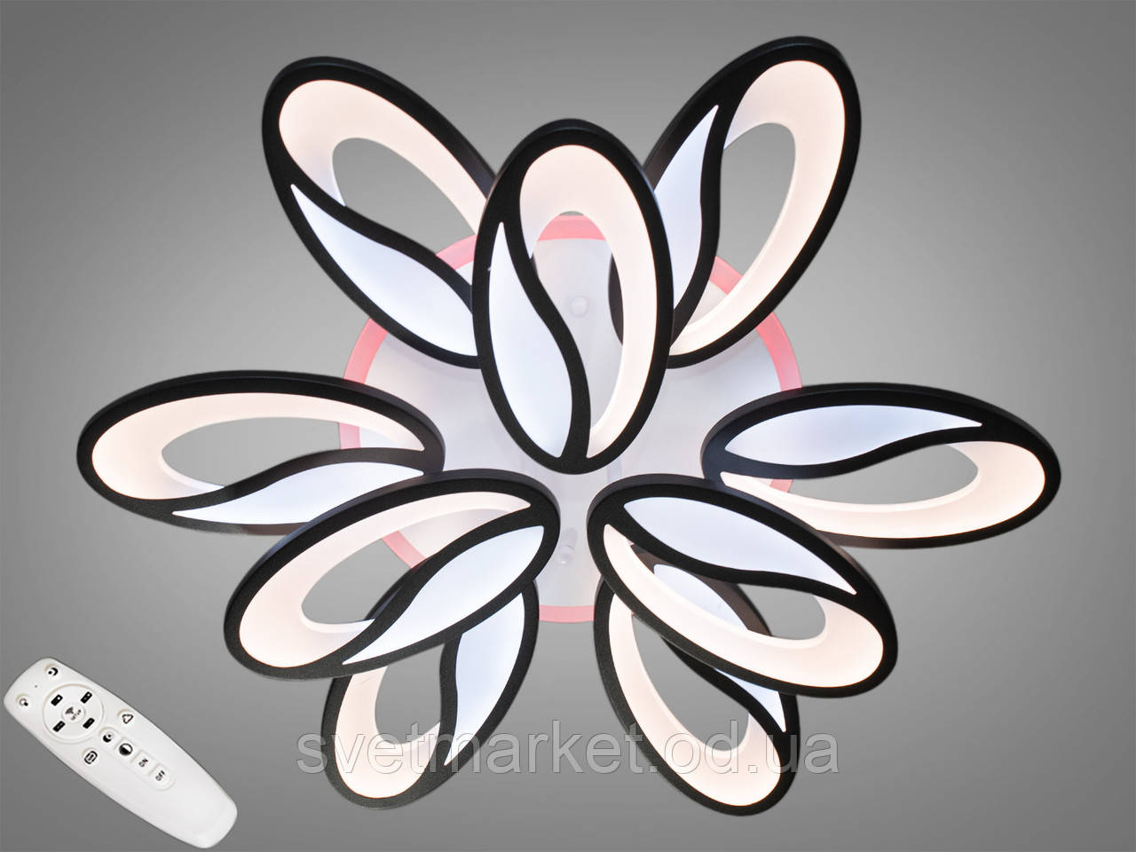 Красива стельова люстра 8090/6+3BK LED 3color dimmer, фото 1