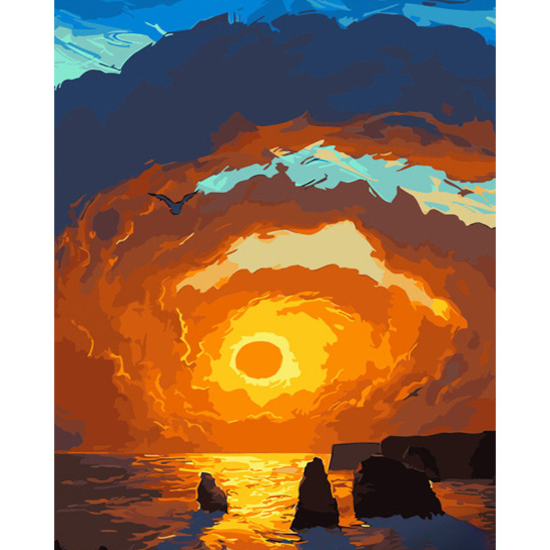 Картина за номерами Strateg ПРЕМІУМ Неймовірний захід сонця розміром 40х50 см (GS704)