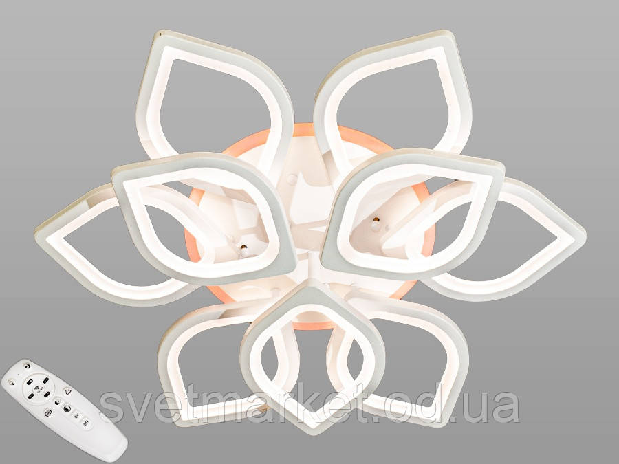 Світлодіодна люстра з діммером і різнокольоровою підсвіткою 8073/6+3WH LED 3color dimmer, фото 1