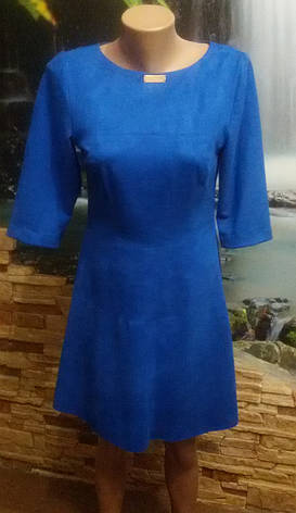 Плаття із замші синє із замком на спині, фото 1