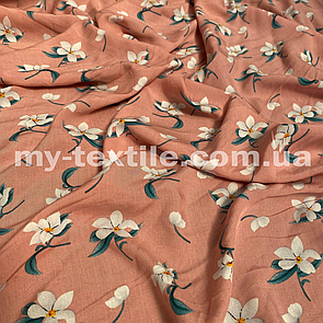 Штапель прінтованний Квіти на пудрі