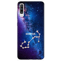 Защитный чехол силиконовый с картинкой на смартфон Самсунг Galaxy A70 | "Скорпион со стразами"