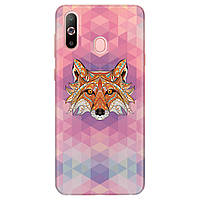 Оригинальный чехол из силикона с принтом для телефона Самсунг Galaxy A60 | (розового цвета) | "Fox"