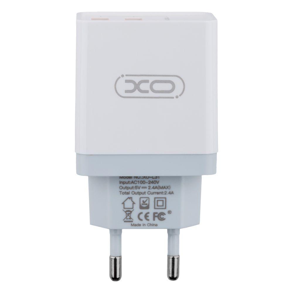 Мережевий зарядний пристрій XO L31 Lightning 2 USB 2.4A