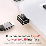 Перехідник Baseus USB Male To Type-C Female Adapter Converter 3A (CAAOTG-01), фото 6
