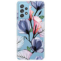 Защитный силиконовый бампер с рисунком на смартфон Самсунг Galaxy A52 | "Tropical flowers"