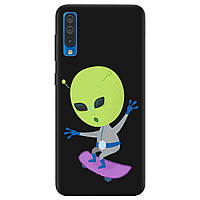 Красивый чехол из силикона с рисунком на телефон Самсунг Galaxy A50s | матовый (черный) | "Alien"