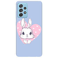 Красивый бампер из силикона с рисунком на смартфон Самсунг Galaxy A52s | матовый (голубой) | "Cute bunny"