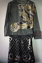 Жіночий ошатний костюм блуза зі спідницею паєтки