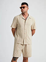 Сорочка та шорти чоловічі з натурального Льону | Комплект літнього лляного вільного крою Sorochka t