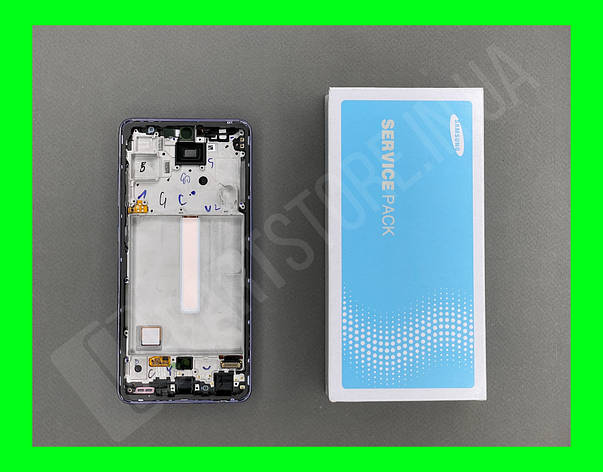 Дисплей Samsung A528 Violet A52s 2021 (GH82-26863C) сервісний оригінал у складі з рамкою, фото 2