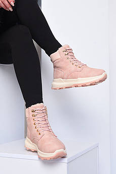 Черевики жіночі зимові рожевого кольору на шнурівці р.36 153853M