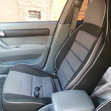 Чохли на передні сидіння Пілот чорні вставка сіра