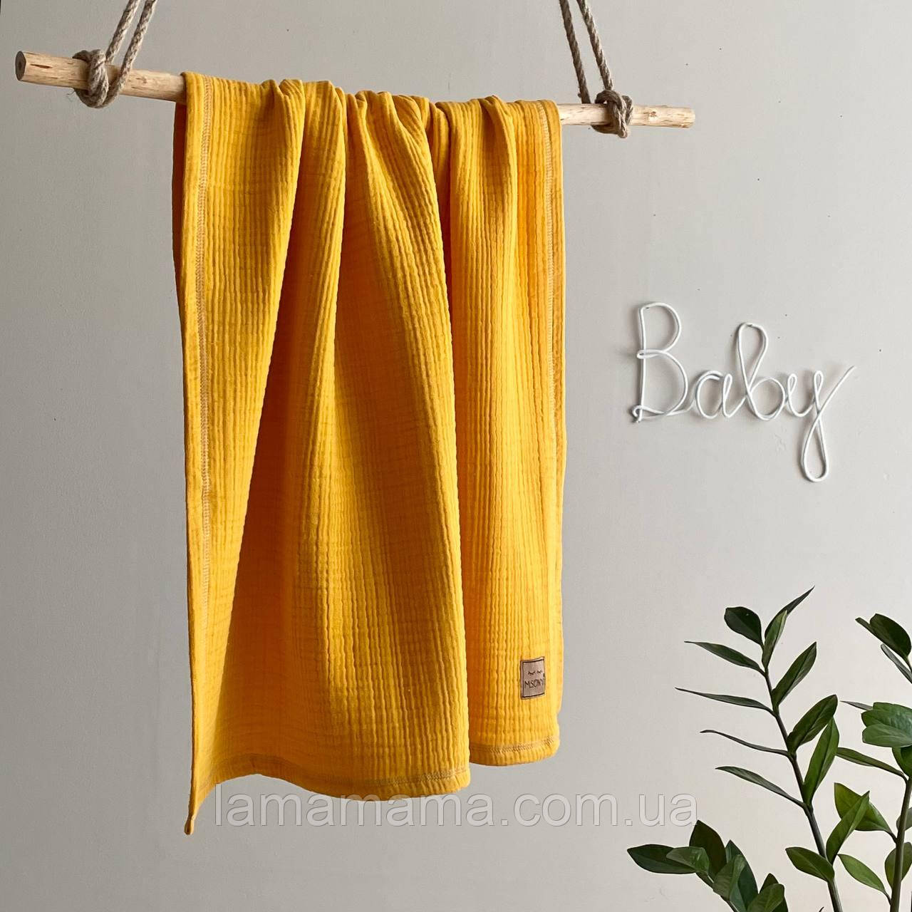 Легкий мусліновий плед Гірчиця 80х100 см MSonya, фото 1