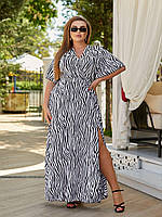 Женское длинное летнее платье с разрезом по ножке Ткань софт Размеры S-M; M-L