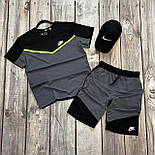 Чоловічий літній костюм футболки шорти комплект спортивний Nike Туреччина білий з чорним. Живе фото, фото 3
