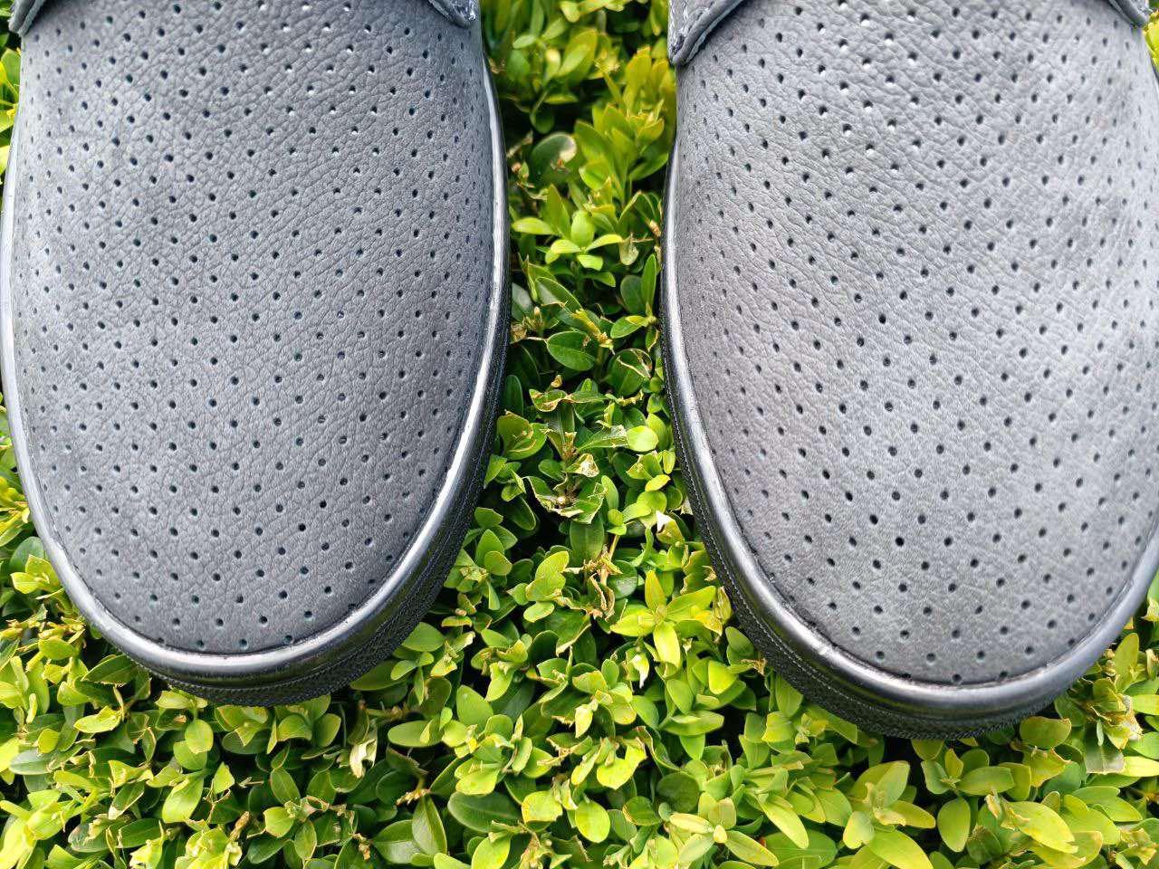 Мокасины мужские 45 размер кожаные туфли с перфорацией серые с шнурками слипоны макасины летние в дырочку - фото 5 - id-p1854548201