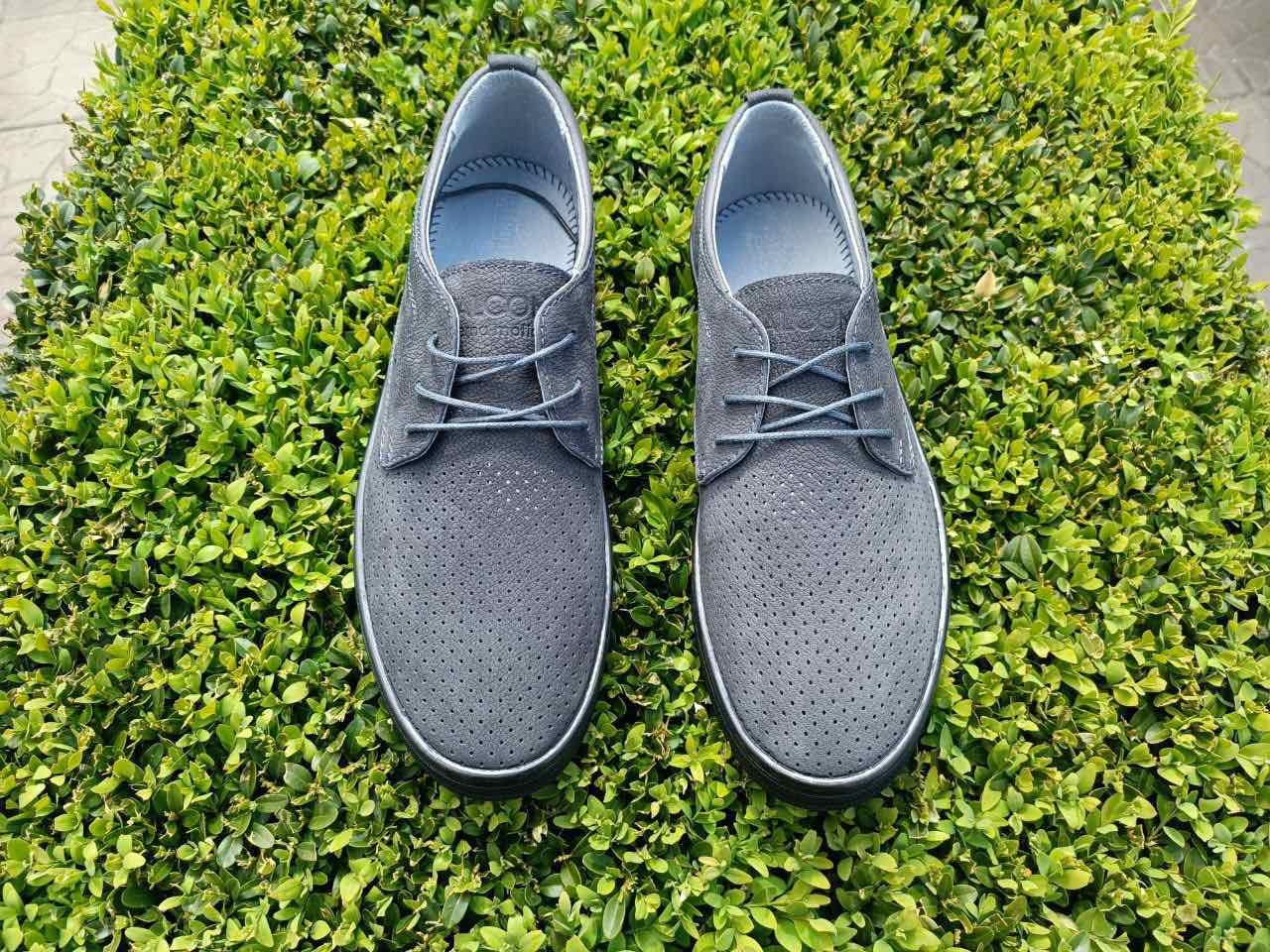 Мокасины мужские 45 размер кожаные туфли с перфорацией серые с шнурками слипоны макасины летние в дырочку - фото 10 - id-p1854548201