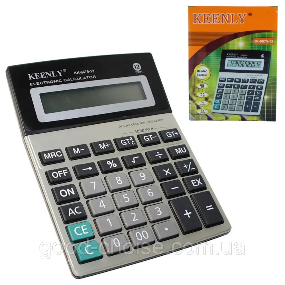 Настільний калькулятор KK 8875-12, 18х14см / Бухгалтерський калькулятор 12-розрядний, фото 1