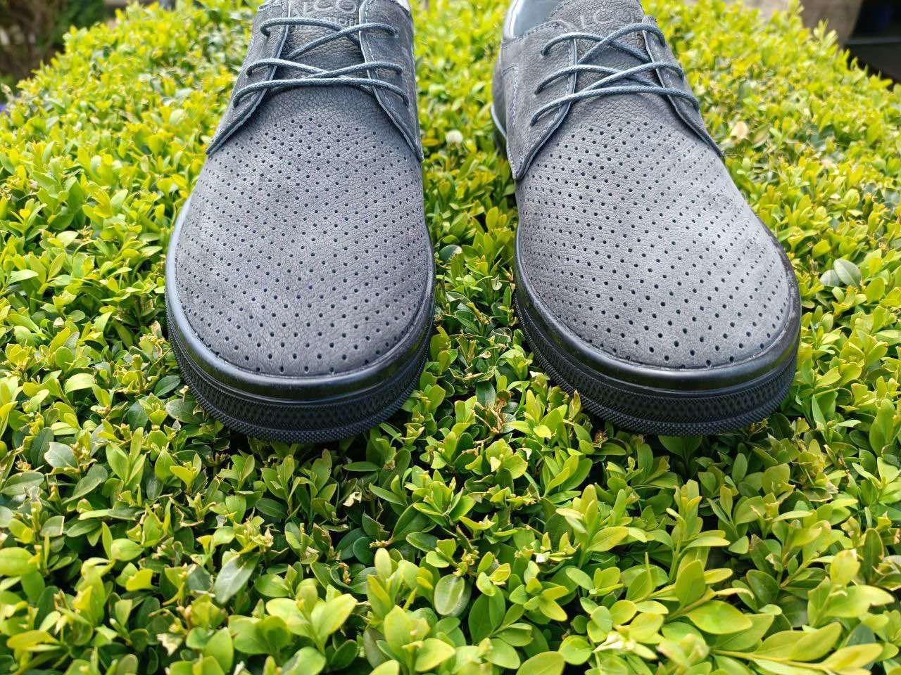 Мокасины мужские 45 размер кожаные туфли с перфорацией серые с шнурками слипоны макасины летние в дырочку - фото 8 - id-p1854556341