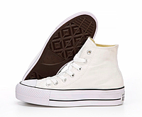 Женские кеды Converse All Star белые, Конверс хлопковый текстиль, код KD-14381