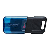 USB флешдрайв Kingston USB 3.2 DT 80M 64GB Type-C Black/Blue (DT80M/64GB)