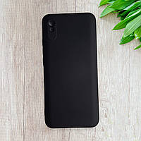 Чохол Silicone case Full для Xiaomi Redmi 9A із закритим низом мікрофіброю силікон чорний