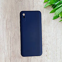 Чехол Silicone case Full для Xiaomi Redmi 9A с закрытым низом микрофиброй силикон Синий