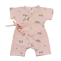 Муслиновый песочник кимоно для новорожденных Цветы на персиковом Minikin