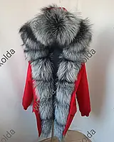 Женская парка куртка с натуральным мехом чернобурки с 44 по 58