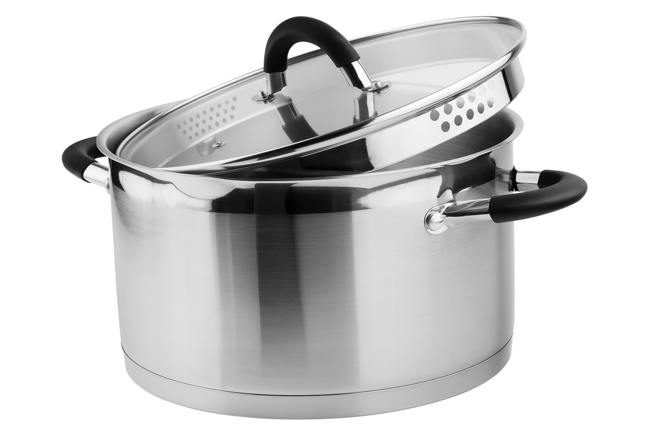 Каструля Vinzer Progresso 50055, 5.9 л, 24 см, з нержавіючої сталі з кришкою, для всіх типів плит