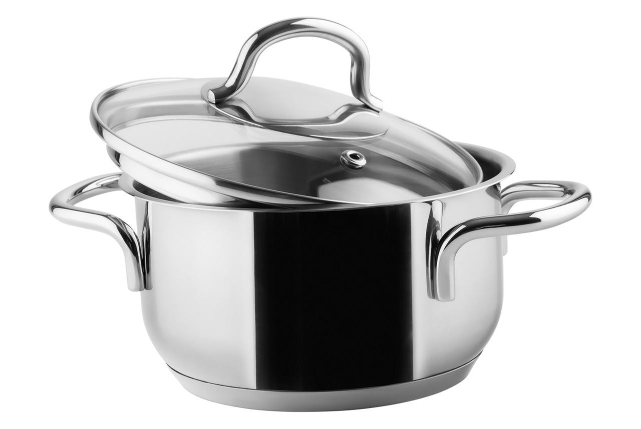 Каструля Vinzer Techno 50080, 1.5 л, 16 см, із нержавіючої сталі з кришкою, для всіх типів плит, фото 1