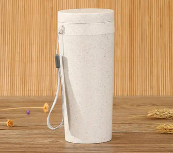 Стакан для напитків із пшеничної соломи з двома стенками 300 мл, бежевий