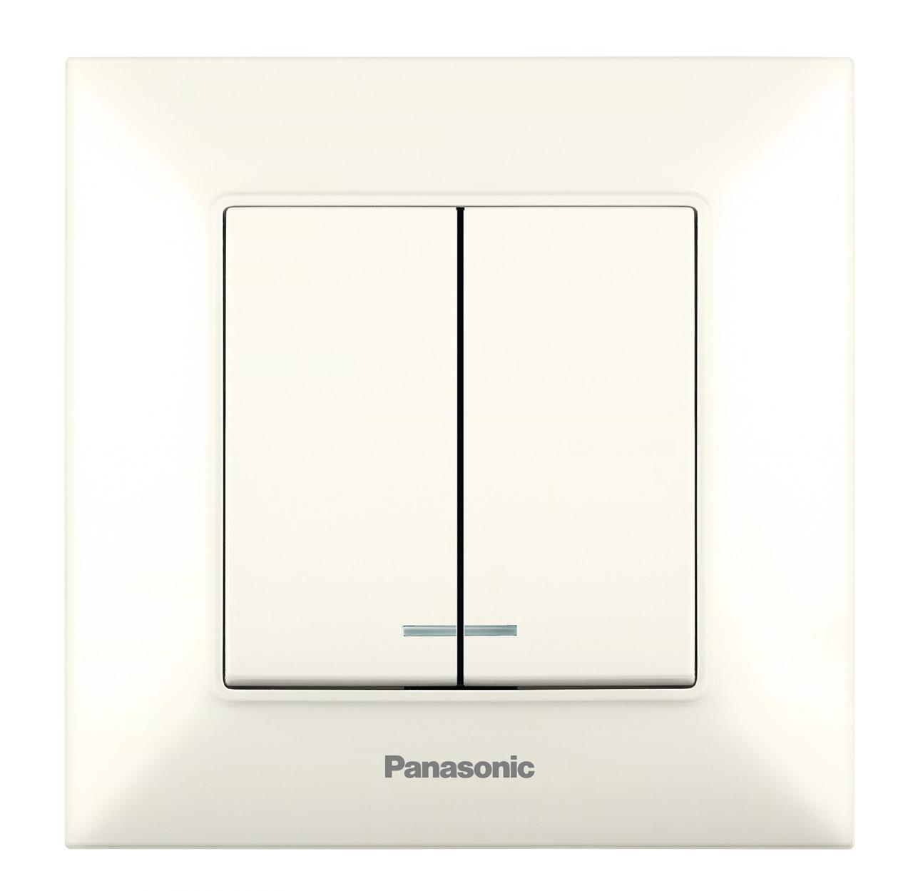 Вимикач двоклавішний з підсвіткою Panasonic Arkedia Slim крем WNTC0010-2BG, фото 1