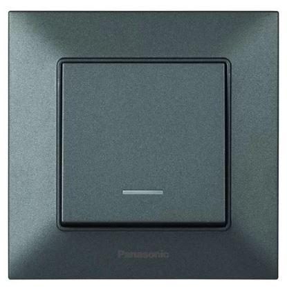 Вимикач одноклавішний прохідний з підсвіткою Panasonic Arkedia Slim Дим WNTC0003-2DG, фото 1