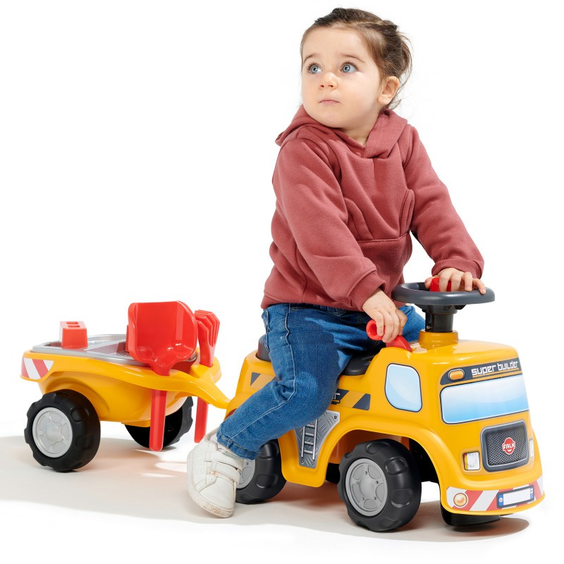 Машинка-катака Super Builder Ride-on Falk 706C з причепом та аксесуарами для піску, від 1 року
