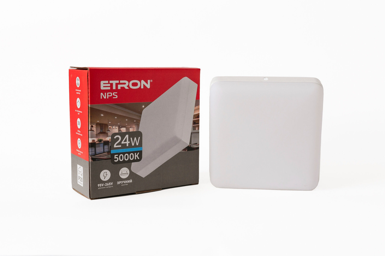Світлодіодний світильник ETRON NPS 24W 5000К ІР20 квадрат, фото 1