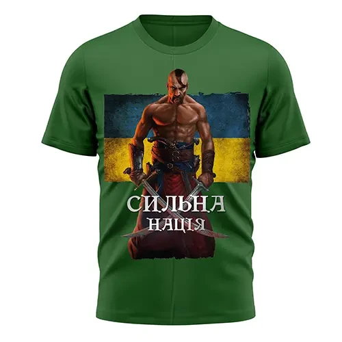 Футболка чоловіча,ТМ СДВУ, розмір L, колір зелена олива gr190 "Сильна нація"