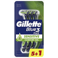 Станок для бритья Gillette Blue3 Plus Sensitive мужской одноразовый 3 лезвия 5+1 шт