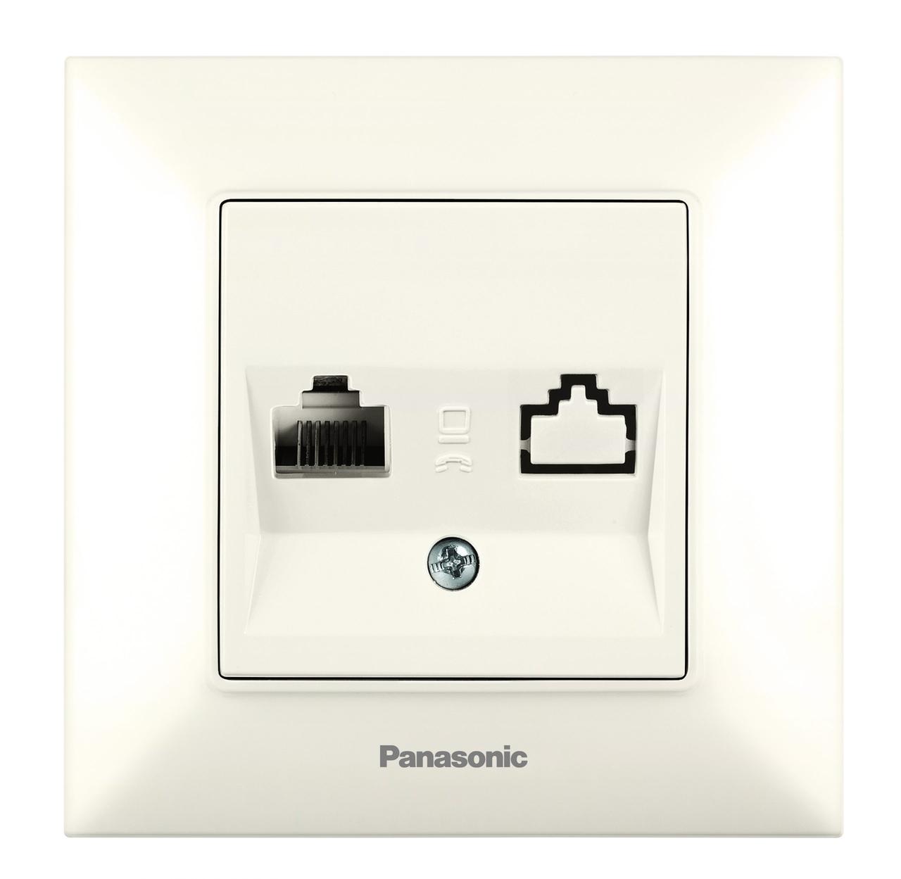 Розетка комп'ютерна (CAT5e) Panasonic Arkedia Slim крем WNTC0404-2BG, фото 1