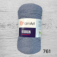 Трикотажна пряжа YarnArt Ribbon / ЯрнАрт Ріббон 761 темно-сірий