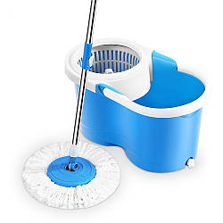 Швабра з відром і турбо-віджимом Easy Mop, 10л, 360 градусів, Синя / Комплект для прибирання підлоги з віджимом
