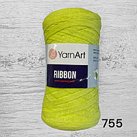 Трикотажна пряжа YarnArt Ribbon / ЯрнАрт Ріббон 755 олива