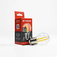 Светодиодная филаментная лампа ETRON Filament 6W G45 E27 3000K прозрачная