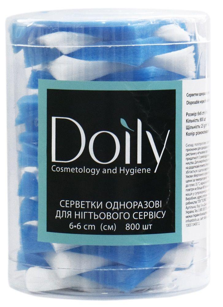 Серветки безворсові 6х6 см (800 шт. у тубусі) 25 г/м2, ТМ Doily. Колір: різнокольорові