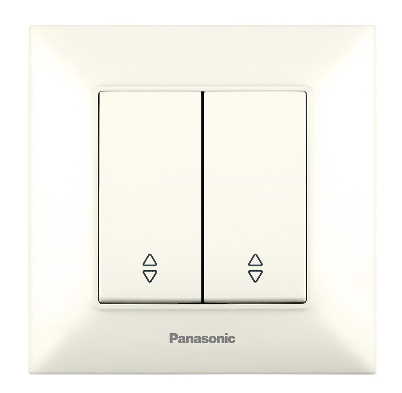 Вимикач двоклавішний прохідний Panasonic Arkedia Slim крем WNTC0011-2BG, фото 1